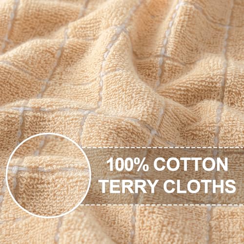 Homaxy 100% Cotton Terry Kitchen Towels(Apricot, 13 x 28 inches), Checkered Designed, Soft and Super Absorbent Dish Towels, 8 Pack - color: Apricot, size: 13 X 28 - 8 Pack