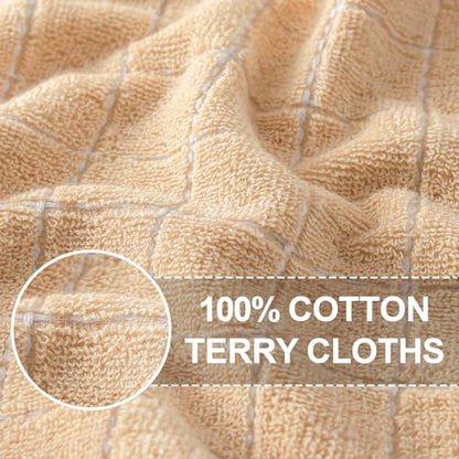 Homaxy 100% Cotton Terry Kitchen Towels(Apricot, 13 x 28 inches), Checkered Designed, Soft and Super Absorbent Dish Towels, 4 Pack - color: Apricot, size: 13 X 28 - 4 Pack