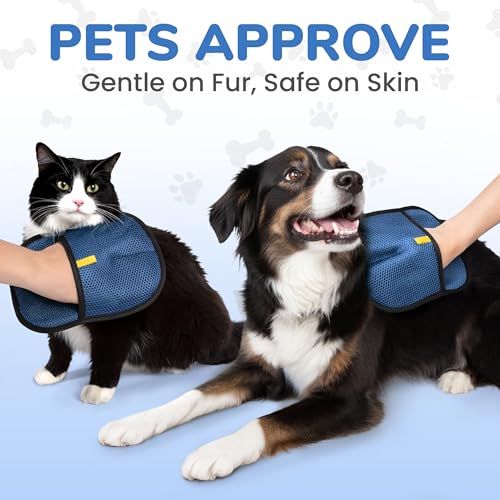 KEYVOZ Pet Hair Removal Glove for Cats and Dogs, Electrostatic Magic Brush Pet Hair Remover for Dog Couch, Available in Blue, Purple, Pink, Brown- Perfect for Pet Owners (Blue) - color: Blue
