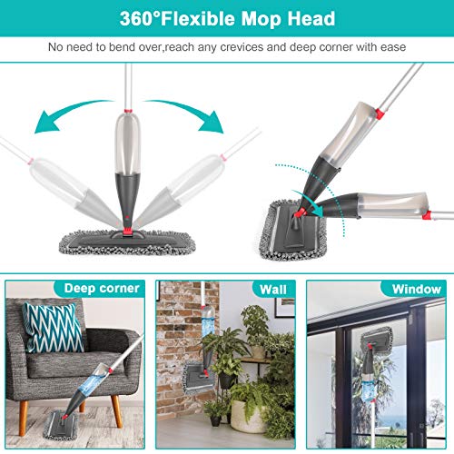 CLDREAM Spray Mop for Floor Cleaning with 3pcs Washable Pads | Wet Dry Use Microfiber Mop | 27 oz Refillable Bottle for Kitchen Hardwood Floor Wood Laminate Ceramic Tiles Dust Cleaning