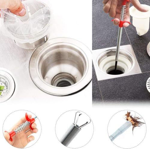 116" Drain Snake, 4-Claw Flexible Grabber Claw for Sink/Shower/Bathtub, Narrow Space Drain Hair Removal Tool