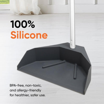 Silicone Dust Pan with Handle Lobby Dustpan with Long Handle Stand Up Dustpan, 48" 3-Part Long Handle, By Superio - style: Dustpan with 3 Part Handle