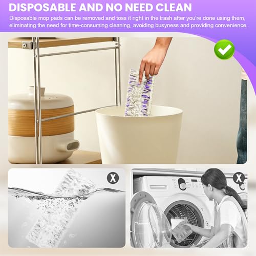 25 Pack Disposable Mop Pads for PowerMop Multi-Surface Floor Mop, Mopping Pad Refills for Floor Cleaning - size: 25*Purple