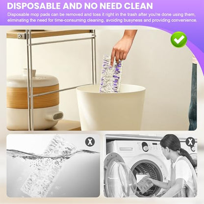 25 Pack Disposable Mop Pads for PowerMop Multi-Surface Floor Mop, Mopping Pad Refills for Floor Cleaning - size: 25*Purple