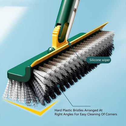 Floor Scrub Brush with Long Handle,3 in 1 Multifunction Scrape Cleaning Brush,Rotating Stiff Bristle Floor Brush for Cleaning Wall Corner Patio Bathroom Garage Kitchen Wall Deck Tub Tile (White)