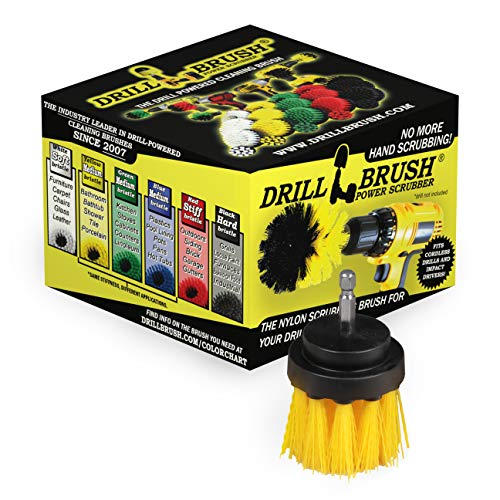 Scrub Brush for Shower - Cleaning Supplies - Scrubbing Bathroom Accessories - Shower Cleaner Brush - Bathtub Scrubber - Sink Cleaner Brush - Tile Grout Cleaner - Shower Door Brush - Glass Door Brush - color: Yellow