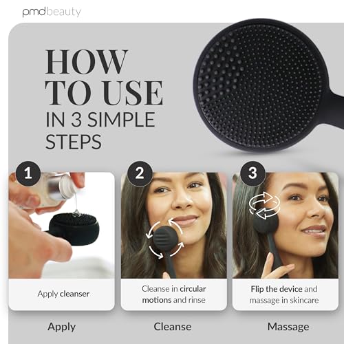 PMD Clean - Smart Facial Cleansing Device with Silicone Brush & Anti-Aging Massager - color: Black