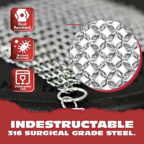 Knapp Made CM Scrubber 9" x 6" Small Ring Chainmail Cast Iron Scrubber, Premium Stainless Steel Mesh Cleaner for Pre-Seasoned Pans, Dutch Ovens, Grills and Skillets - size: 9x6 Inch (Pack of 1)
