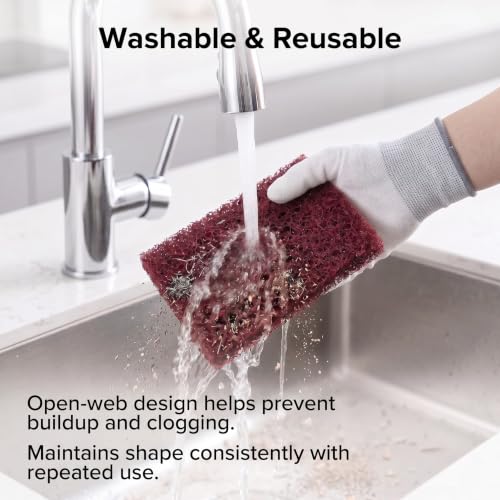 6"x9" Maroon Scuff Pads, 320-400 Grit Very Fine, 20 Pack | Aluminum oxide pads for auto paint prep & wood sanding. Set includes exactly 20 scuff pads, work gloves & Kraft storage box.