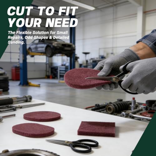 6" x 9" Gray Ultra-Fine Scuff Pads, 10 Pack – Non-Woven Hand Pads for Ultra-Fine Sanding, Cleaning, Scouring, Polishing Prep & Surface Refinement on Auto Body – Reusable Aluminum Oxide Abrasive Pads - color: Gray