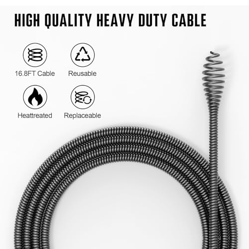 POPULO 12V Cordless Electric Drain Auger, Auto Feed Plumbing Snake Drain for Unclog Sink Drain 3/4"-2" Pipe, 16.8 FT Snake Hair Drain Clog Remover Cleaner Tools for Shower, Kitchen, Bathtub, Sink