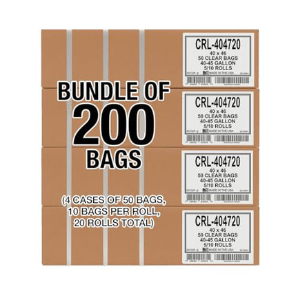 Aluf Plastics 45 Gallon 2.0 MIL Clear Garbage Bags - 40" x 46" - Pack of 200 - For Contractor, Industrial, Healthcare, & Municipal - color: Black, style: 40-45 Gal, 2.0 Mil, 200 Count