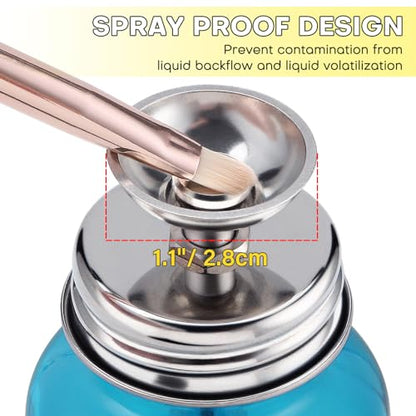 Noverlife 4Oz / 120ml Push Down Pump Dispenser with Copper Core, Nail Polish Remover Pump Bottles Glass Rubbing Alcohol Dispensers, Refillable Alcohol Dispenser Push Down Bottle - Gradient Blue - color: E - 1pcs - Blue Round Shaped