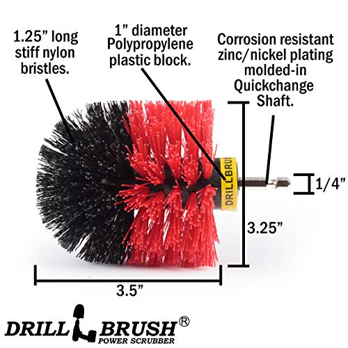 Outdoor Cleaning Supplies - Garden Scrubbing Tool - Patio Scrubbing Brush - Deck Cleaning - Bird Bath Cleaner - Garden Statues - Concrete Scrub Brush - Headstone Restoration Kit - color: Stiff-red