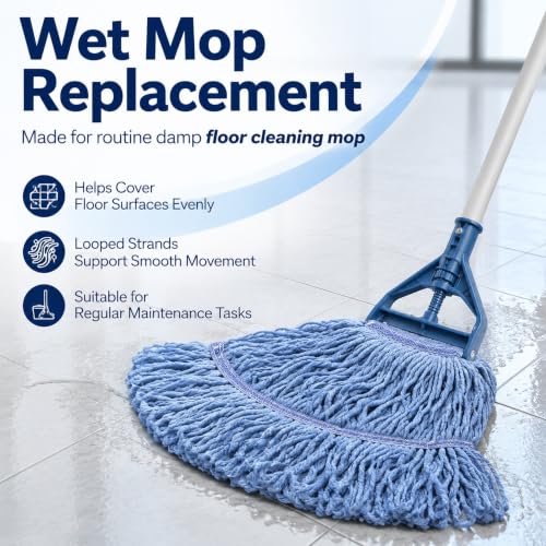 kCarpolyGeneral Cleaning Mop Heavy Duty Commercial Replacement, Heavy Duty Mop Head Commercial Replacement ，Wet Industrial Blue Cotton Looped End String Head Refill (Pack of 3) Blue - color: Blue