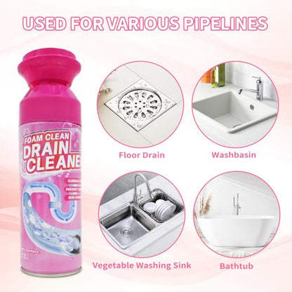 Foam Drain Cleaner, Drain Sink Cleaner and Deodorizer, Clog Remover for Kitchen, Sinks, Tubs (2 Pcs) - size: 2 Pcs
