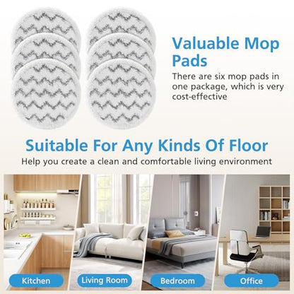 6 Pack 3897A / 3712 Rotating Steam Mop Pads Replacement for Bissell SpinWave SmartSteam Scrubbing Steam Mop Cleaner 【Models 3897A/3712 ONLY】, Washable Reuseable Refill Pads - color: 6 Pack(stripe)