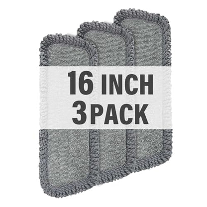 16.5" Microfiber Mop Pads Refills, 3 Pack Reusable Replacement Heads | reusable wet mop refills, machine washable for 14-16 inch spray mops, hardwood floors, dust cleaning & scrubbing - color: 16"grey Rolled*3