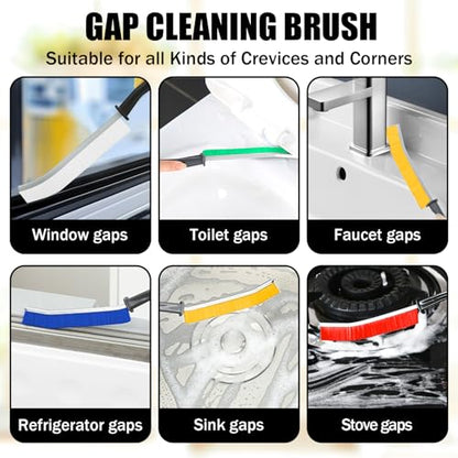 5 PCS Cleaning Gap Brush Set Narrow Crevice Scrub Brush with Stiff Bristles Handle Detail Cleaning Brushes for Home,Multicolour - color: White,yellow,red,green,blue