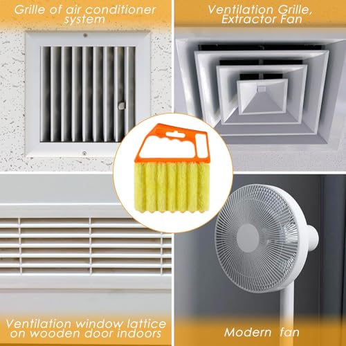 Geiserailie 2 Pcs Window Venetian Blind Cleaner Duster Tool Washable 7 Fingers Dusting Cleaner and Air Vent Shutter Brush Blinds Air Conditioner Fan Duster Dirt Housekeeping Tool (Yellow Orange) - color: Yellow Orange