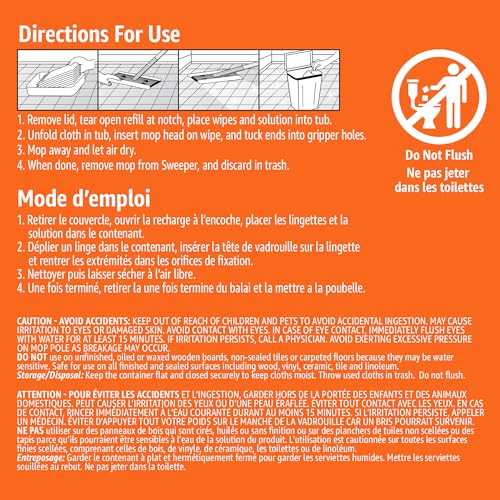 Amazon Basics Wet Mopping Cloth Refills, Multi-Surface Floor Cleaning, Fresh Scent, Low Streak, Disposable, 24 Count (Fits Swiffer Sweeper Mop Heads) - size: 24 Count (2 Packs of 12), style: Wet Mopping Cloth Refills