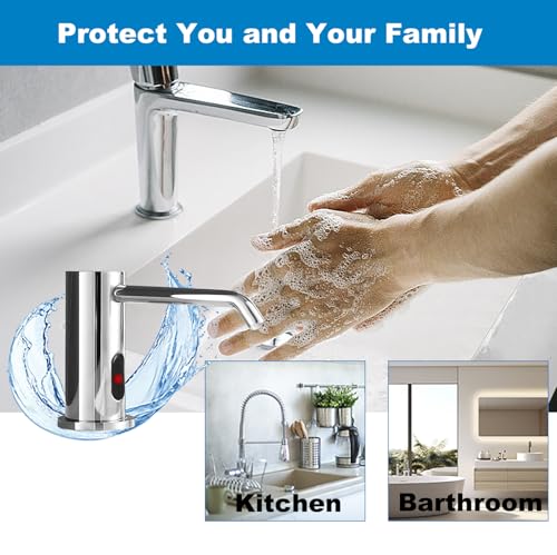 Touchless Automatic Soap Dispenser for Kitchen Bathroom Sink Built in Liquid Commercial Electric Soap Dispenser with Bottle and Pump Chrome Platingd - color: Electroplate-liquid