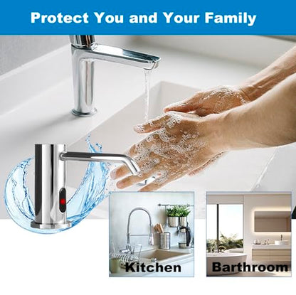 Touchless Automatic Soap Dispenser for Kitchen Bathroom Sink Built in Liquid Commercial Electric Soap Dispenser with Bottle and Pump Chrome Platingd - color: Electroplate-liquid