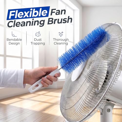 Fan Cleaning Brush, Bendable Microfiber Head, Microfiber Duster for Electric Fan and Blind, Reusable Dust Remover Washable ldeal for Electric Fans Air Conditioning, Home Car Vents, Curtain (Blue 1PC) - color: Blue 1pc