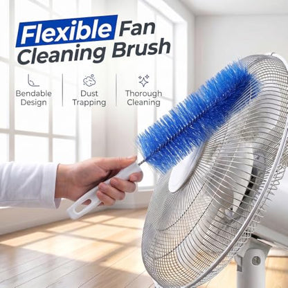 Fan Cleaning Brush, Bendable Microfiber Head, Microfiber Duster for Electric Fan and Blind, Reusable Dust Remover Washable ldeal for Electric Fans Air Conditioning, Home Car Vents, Curtain (Blue 3PCS) - color: Blue 3pcs