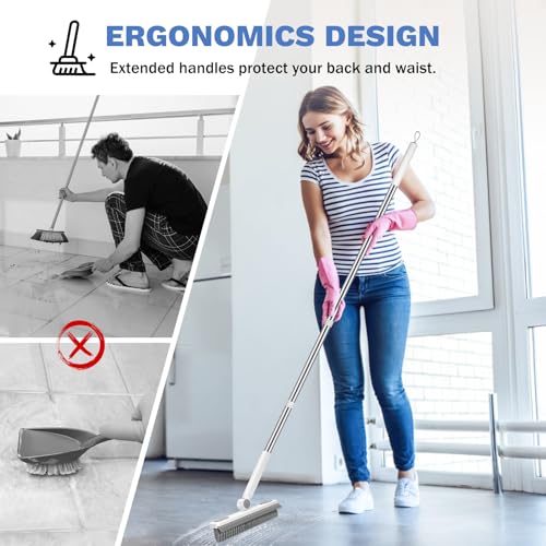 SetSail Toilet Brush and Plunger Set and Grout Cleaner Brush with Long Handle, Stiff Bristle Floor Grout Scrubber for Bathroom, Tile Line, Crevice, Kitchen, Wall, Deck, Garage