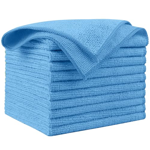 AIDEA Microfiber Cleaning Cloth Blue 10PK, Microfiber Towels for Cars, Premium Car Cloths, Dusting Cloth Lint Free Cleaning Rags for SUVs, House, Kitchen, Window, Workshops,12×12" - color: Blue, size: 10PK