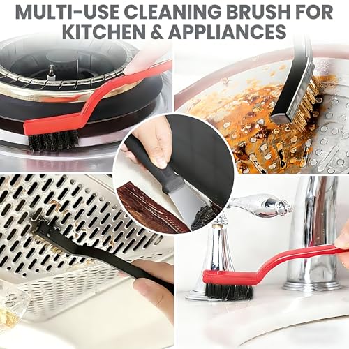 Crevice Cleaning Brush 11Pcs, Hard Bristle Scrub Brushes Tools for Kitchen, Bath and Corners with Home, Multi-Use for Hard-to-Reach Areas, Easy Cleaning