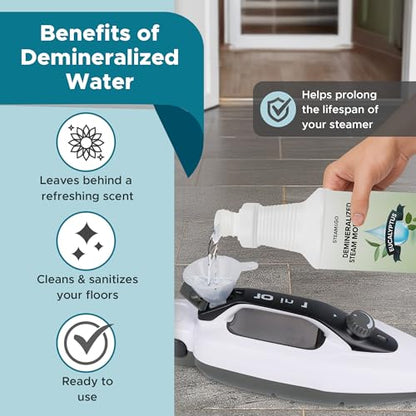 Steam & Go Demineralized Water for Steam Mop – Eucalyptus Mint Scent, 32 oz (Pack of 12) | Scented Floor Cleaner Solution, Ready-to-Use, Compatible with Any Steam Cleaner - size: 32 Fl Oz (Pack of 12)