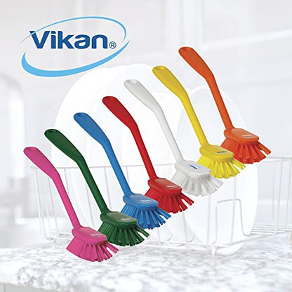Vikan 42371 Brush,Dish,Scraping Edge,Medium,11",PP/PBT,Pink - color: Multicolor