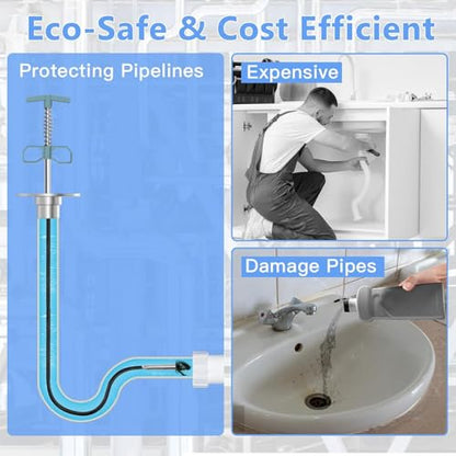 61 Inch Drain Snake Upgraded Ergonomic Grip – Toilet Snake Flexible Grabber Claw for Clog Remover & Pick Up Small Items (63'' Bule Drain Snake) - color: 63'' Bule Drain Snake