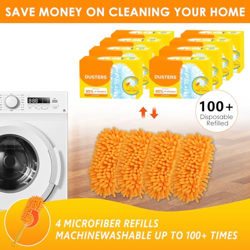 Redones Dusters for Swiffer - Reusable Duster Refill Compatible with Swiffer Hand Duster, 360 Heavy Duty Dusters Refills 4 Pack(Handle is Not Included) - size: 4PCS