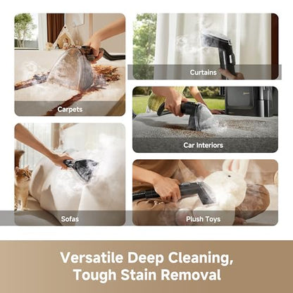 DREAME N20 Steam Carpet Cleaner Machine with Steam & Hot Water Wash, Portable Upholstery Cleaner with Self Cleaning, 17Kpa Suction, Perfect for Pet, Car, Auto, Carpet, Rug, Auto-Mix Solution