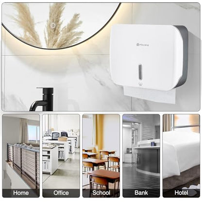 Paper Towel Holder Dispenser Wall Mount,Multifold/Trifold/C Fold Hand Towel Dispenser,Commercial Paper Towel Dispenser for Bathroom Tissue Dispenser,Large Capacity 200 Sheets (White-3010) - color: White-3010