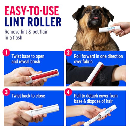 ChomChom Roller Reusable Lint Roller Pet Hair Removal Tool for Clothes, Couches, Cars,Travel - Cat Dog Hair Remover, Compact, No Sticky Refills Needed (Travel Roller)