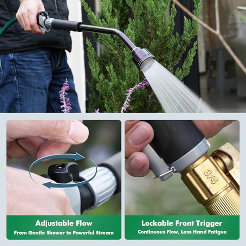 RESTMO Heavy Duty Full Metal Long Watering Wand, 24 Inches Gentle Soft Full Shower Sprayer Wand with Flow Control, Hose Wand for Hanging Baskets, Shrubs, Plants, Flowers, Garden and Lawn, Purple - color: Purple