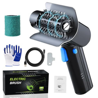 Upgraded Electric Grill Brush, High Torque 2-in-1 Kit Power BBQ Cleaning Brush Cordless Rechargeable 120Mins Runtime Grill Cleaner, Splash-Proof Scrubber for Porcelain Cast Iron Stainless Steel