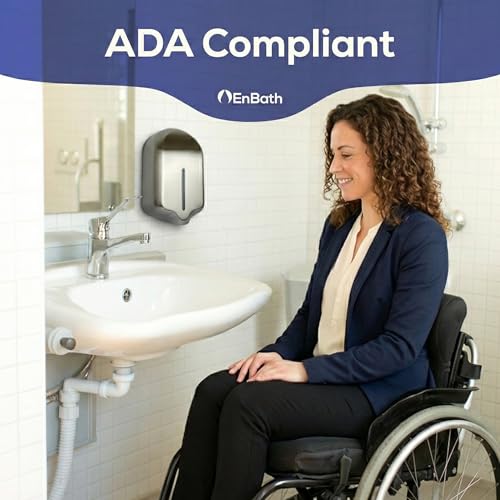 Automatic Soap Dispenser Wall Mount with Extra Large 40oz Capacity & Premium Grade 304 Stainless Steel - Touchless Commercial Hand Soap/Sanitizer Dispenser for Bathrooms (ADA Compliant) by EnBath