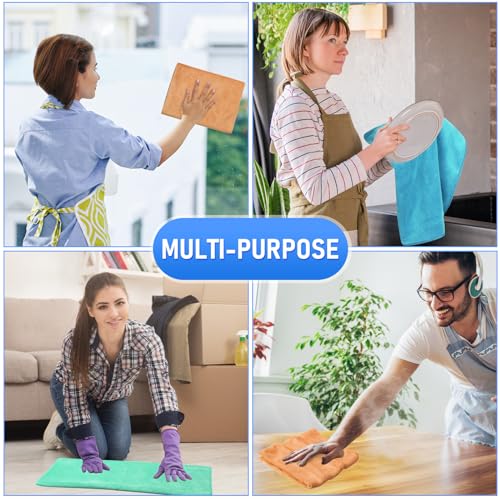 Newwiee 3 Pcs Extra Large Microfiber Cleaning Cloth 30" x 20" Washable Reusable Microfiber Towel Streak Free Lint Free Cloth for Cleaning Home Glass Office Window Bathrooms (Light Green,Blue,Orange) - color: Light Green, Blue, Orange