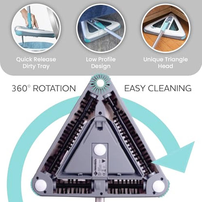 Zippi Sweeper Standard - 2025 New and Improved Lightweight Sweeper, Perfect for Short Carpet Hardwood and Tile, Triangular Design Allows for Sweeping in Corners, 30 Minutes Cleaning Time - style: Zippi Sweeper Standard