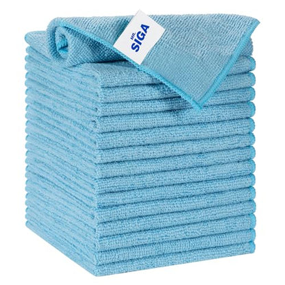 MR.SIGA Microfiber Cleaning Cloth, All-Purpose Microfiber Towels, Streak Free Cleaning Rags, Pack of 15, Sky Blue, Size 30 x 30 cm(11.8 x 11.8 inch) - color: Sky Blue