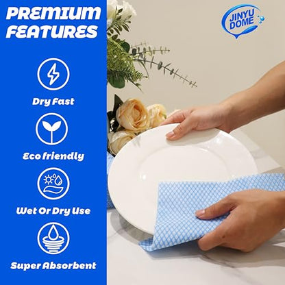 Disposable Kitchen Cleaning Cloths Dish Towels Dish Cloth Reusable Cloths for Kitchen, Bathroom, Household Cleaning (Blue 100 Pack) - color: Blue 100 Pack