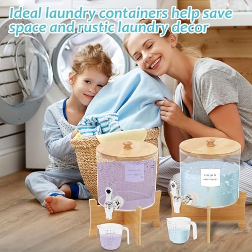 Laundry Detergent Dispenser, 88 oz / 2.5L Fabric Softener Dispenser for Laundry Room Organization, Detergent Holder with Stainless-Steel Spigot, Laundry Soap Container (2 Sets) - color: 2 Sets