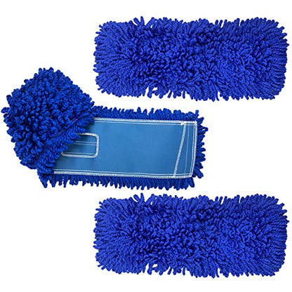 Kleen Handler 24 inch Microfiber Dust Mop | Medium Washable Commercial Mop Head Replacement, Pack of 3 - color: Blue - 24 Inch, size: 3 Pack