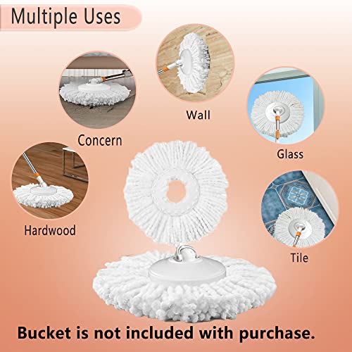 Spin Mop Refills Replacement 360° Microfiber Spin Mop and Bucket Head Round Shape Standard Size Easy Cleaning Spin Mop Systems 6-Pack White - color: White 6 Pack