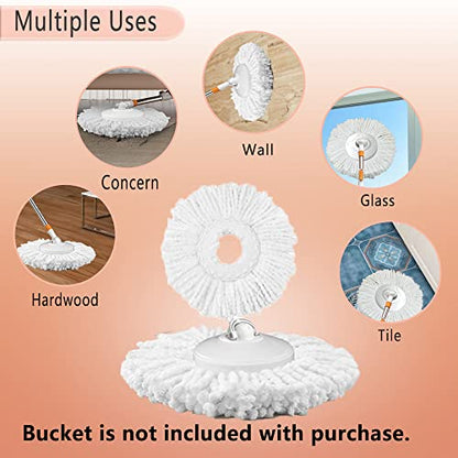 Spin Mop Refills Replacement 360° Microfiber Spin Mop and Bucket Head Round Shape Standard Size Easy Cleaning Spin Mop Systems 6-Pack White - color: White 6 Pack